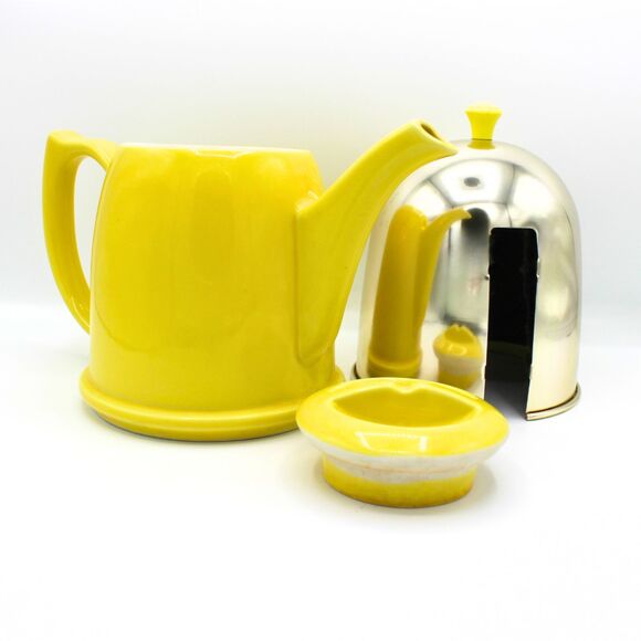 Vintage Yellow Hall Teapot Insulated Ceramic Cozy Hot Pot Retro Kitchen Decor - Picture 3 of 8